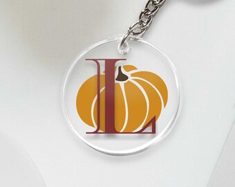 Personalized, Monogram Kechain, Fall Keychain, Acorn, Apple, Pumpkin, Acrylic Keychain, Autumn Bag Tag, Monogram, Gift, Tag, Backpack Tag