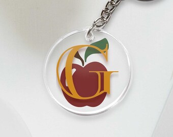 Back to School, Personalized, Teacher, Kechain, Acorn, Apple, Pumpkin, Acrylic Keychain, Autumn, Bag Tag, Monogram, Gift, Tag, Backpack Tag