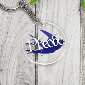 Dove or Swallow Personalized Name Keychain Animal Acrylic Vinyl Custom Bird