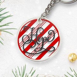 Hope, Candy, Cane, Stripes, Keychain, Bag, Set, Custom, Personalized, Christmas, 2021, Stocking, Tags, Cute, Keyring, Fun, Festive, Winter