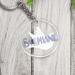 Dove or Swallow Personalized Name Keychain Animal Acrylic Vinyl Custom Bird