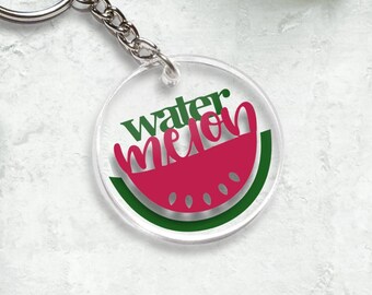 Watermelon, Strawberry, Lemonade, lemon, slice, sweet, sour, Keychain, Acrylic, Yellow, green, hot pink, Green, Vinyl