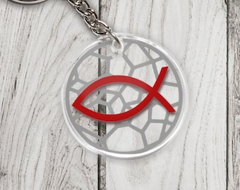 Design Your Own Ichthus Keychain Jesus Fish Customized Color Pattern Christian Gift