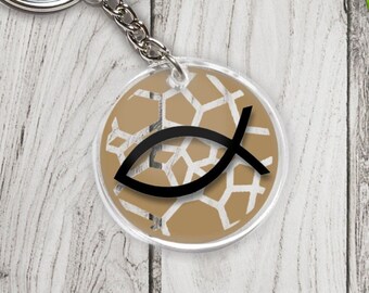 Ichthus Keychain Jesus Fish Custom Personalize Choose Your Design Color Pattern Christian Gift Bag Tag Symbol