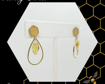 Honey Sweet Collection Item 8 Preserved Dried Wild Flowers Honey Sparkle and Clear Resin Honeycomb Hexagon Bee Inspired