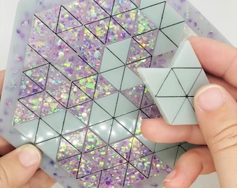 Hexagon Geometric Tray Puzzle Portable Brain Teaser Game Custom Made to Order Your Choice of Colors