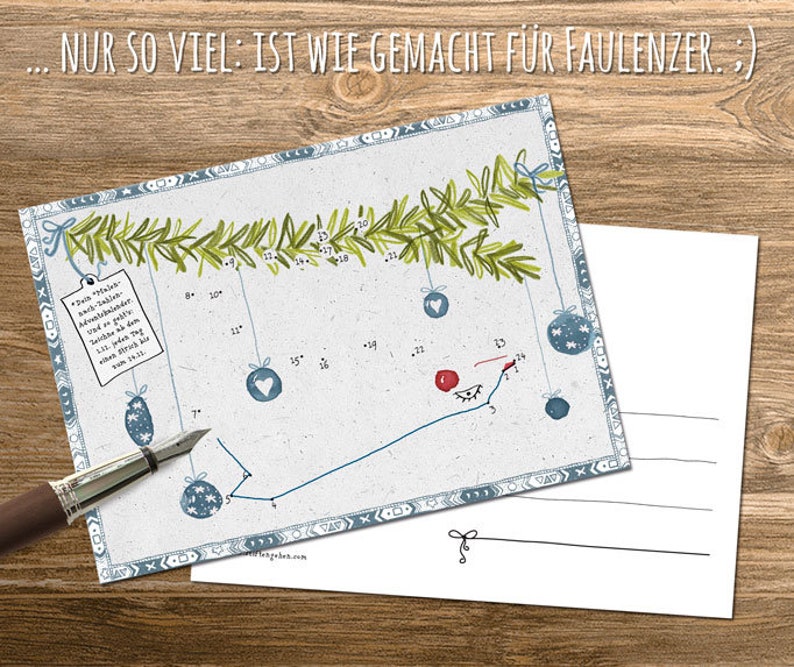 Adventskalender Postkarten zum ausmalen Malen nach Zahlen - Etsy.de