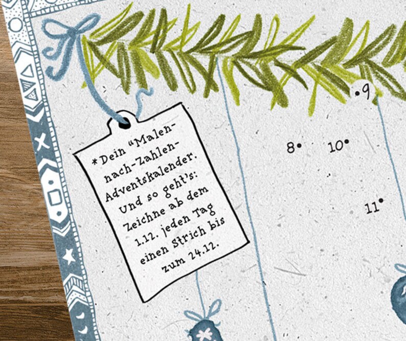Adventskalender Postkarten zum ausmalen Malen nach Zahlen - Etsy.de