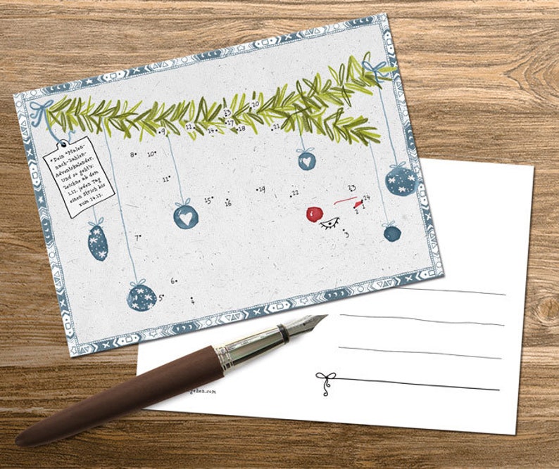 Adventskalender Postkarten zum ausmalen Malen nach Zahlen - Etsy.de