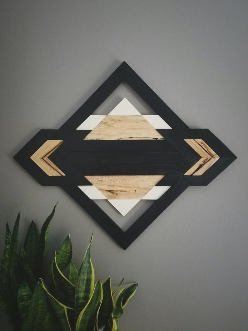 One of A Kind Wood Wall Art Reclaimed Wood Geometric Etsy