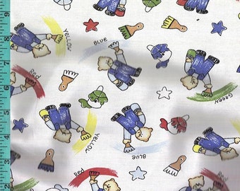 Bear Panting Cotton Fabric, Home Decor Quilt or Craft Fabric