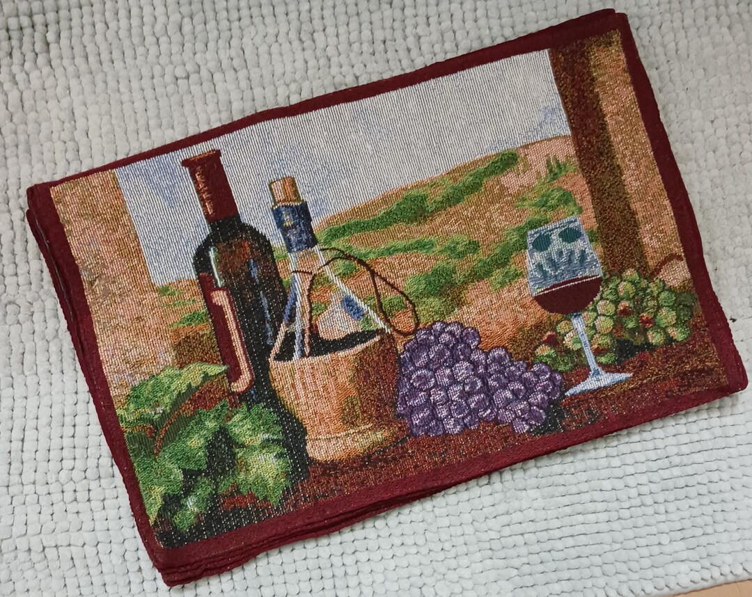 Wine Glass, Wine Bottle, Grape Tapestry Fabric Placemats (#EBTR ~9741 ...