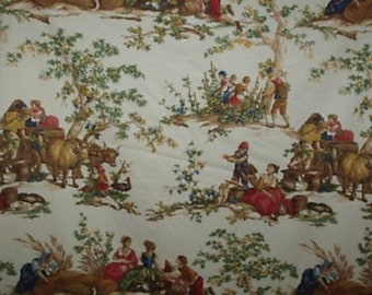 Kravet Toile Guinevere color Beige Fabric Printed Drapery Upholstery Home Decor, By The Yard