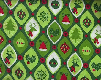 Christmas Ornaments and Deer Fabric, Quilt or Craft Cotton Fabric