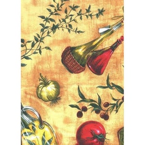 Chili Pepper Garlic Oil Vinegar Bottle Vinyl Tablecloth with Flannel Back