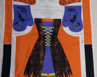 Witch Brew Oven Mitt and Apron Cotton pre-printed Fabric Panel