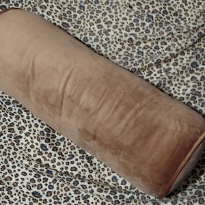 Caramel Velvet Lumbar Bolster Pillow Neck Roll Throw Pillow