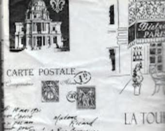 Paris Landmark Vinyl Tablecloth with Flannel Back