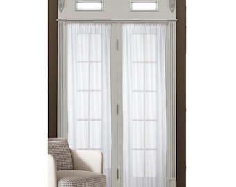 White Sheer Voile Entry Door/French Door/Sidelight Dual Pocket Curtain Panel - Made to Order