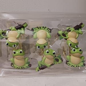 Vintage Bathroom Shower Curtain Hooks Rings, Frog