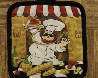 Pair of Kitchen Pot Holder Chef Cooking