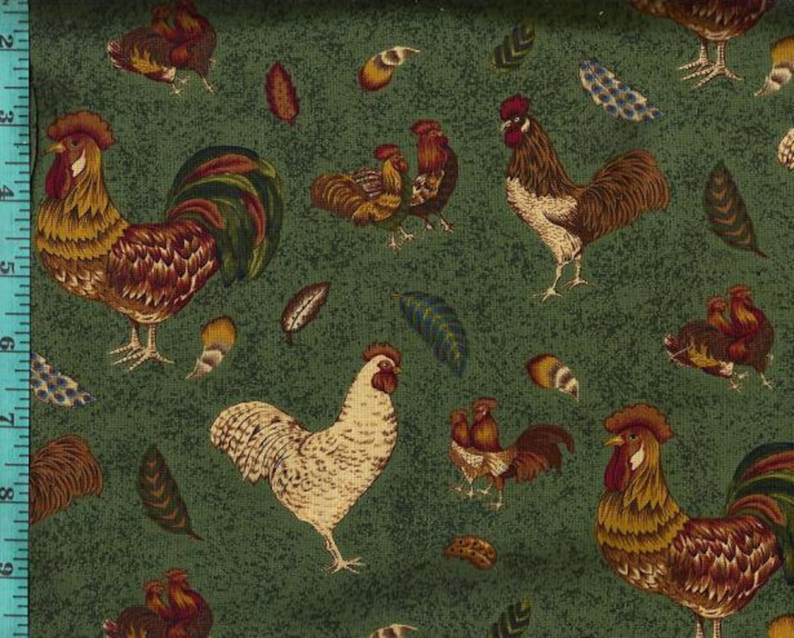 Rooster's Roost Fabric Cotton Home Decor Quilting Crafting Etsy
