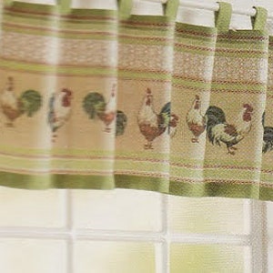 Rooster Tab Top Window Curtain Valance