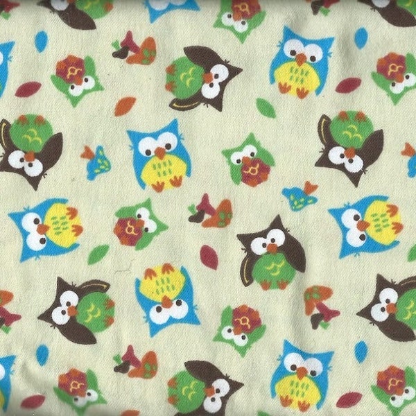 Owl Cotton Flannel Fabric, Quilt or Craft Fabric