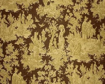 Waverly Rustic Life Regent Mocha Toile Fabric Printed Home Decor Decorative