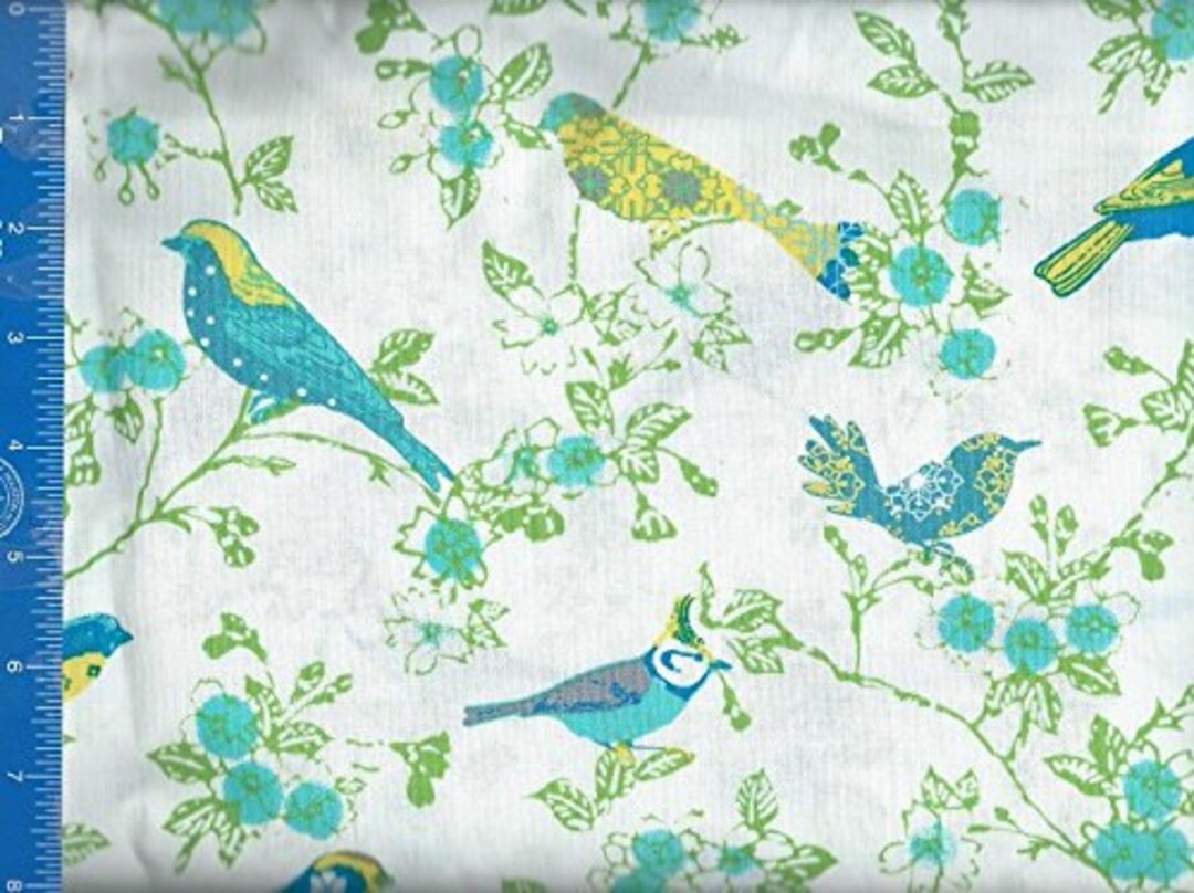 Bird Color Aqua Blue, Quilt or Craft Fabric, Fabric Etsy