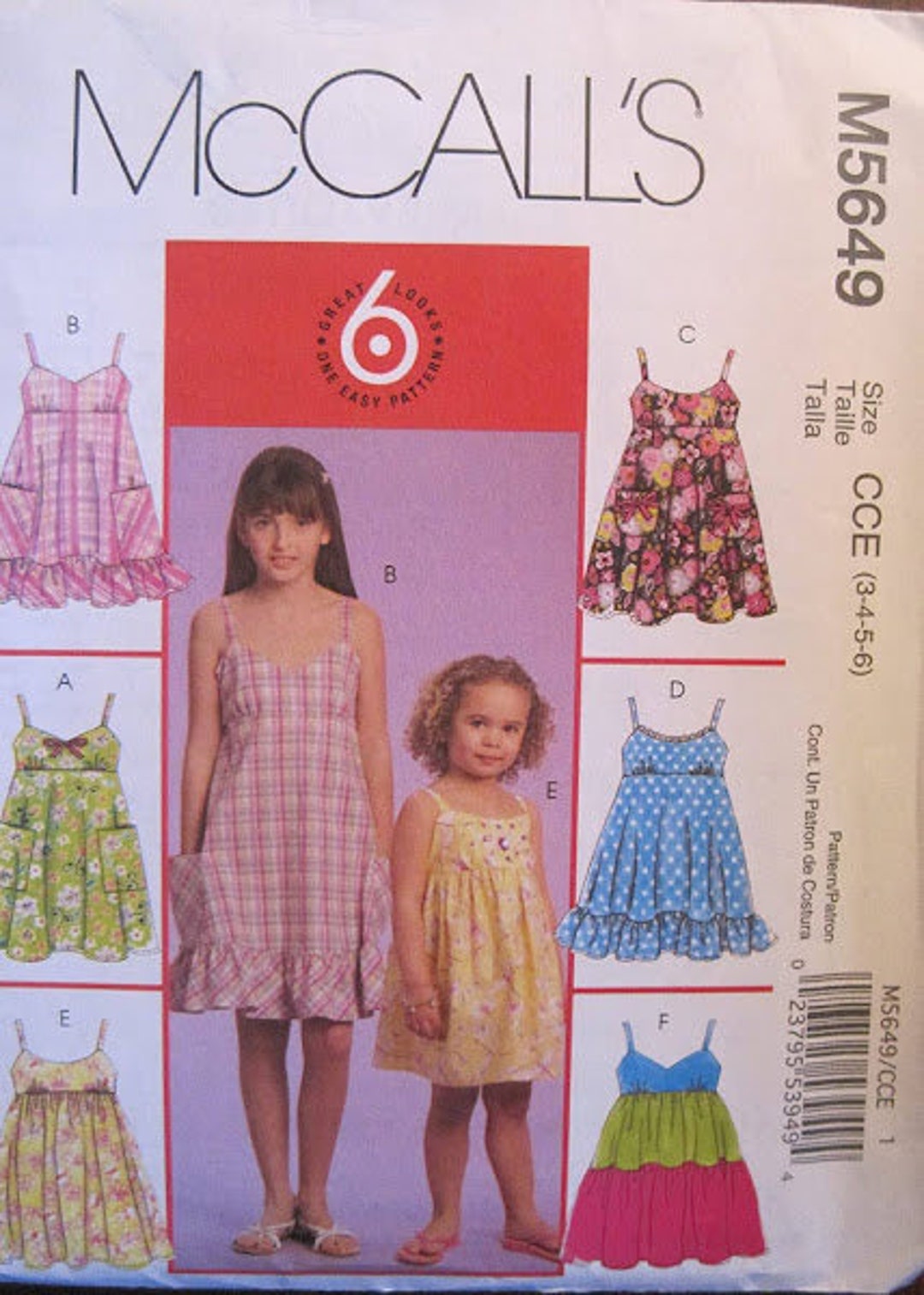 McCall's Sewing Pattern M8283 - Children's and Girls' Dresses, Size: CCE (3-4-5-6), Girl's