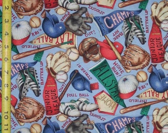 Baseball Conversational, Quilt or Craft Fabric, Fabric