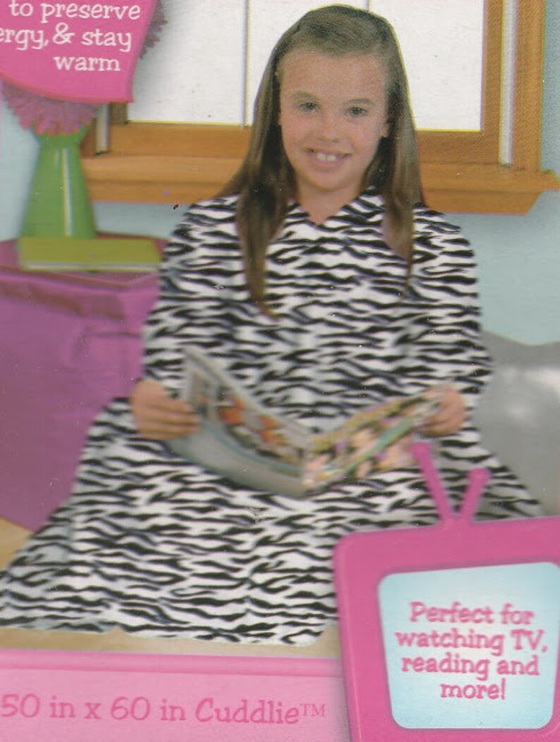 Zebra Cuddlie Fun Cozy Blanket Throw with Sleeve