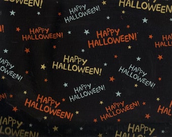 Happy Halloween and Star Fabric, Home Decor Quilt or Craft Cotton Fabric