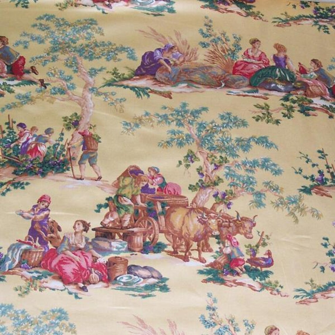 Kravet Toile Guinevere Yellow Fabric Printed Drapery Etsy