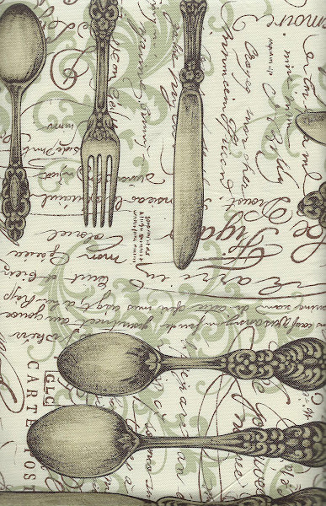 Silverware Spoons Forks Knives Words Vinyl Tablecloth With Flannel Back