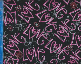 Valentine Love Flower Quilt or Craft Fabric, Fabric