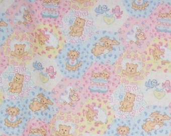 Bear Bears Cuddle Patch Fabric, Quilt or Craft Fabric, Fabric