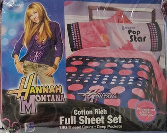 Vintage Bedroom Full Sheet Set Hannah Montana HM Part Time Rocket (#EB6TR-5070)