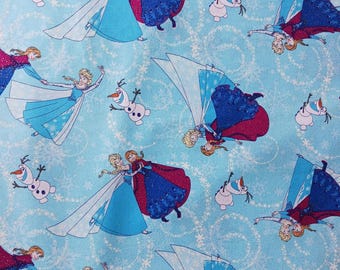 Disney Sister Ice Skating Glitter Allover Fabric Cotton Home Decor Crafting Quilting