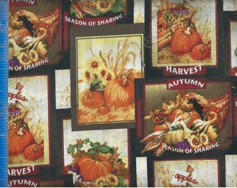 Fall Autumn Thanksgiving Season of Sharing Fabric, Home Decor Quilt or Craft Fabric