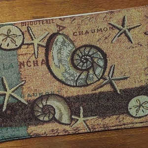 Seashell Starfish Tapestry Fabric Placemats