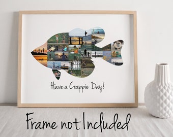 Crappie Fish Photo Collage - Personalized Gift for Fisherman - Fishing Gift for Him - Custom Made with your Digital Pictures!