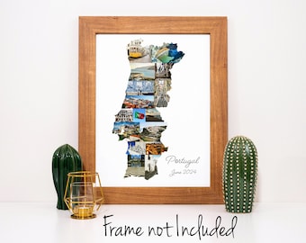 Portugal Map Photo Collage - Personalized Travel Souvenir Gift - Custom Made with your Digital Pictures!