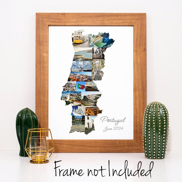 Portugal Map Photo Collage - Personalized Travel Souvenir Gift - Custom Made with your Digital Pictures!