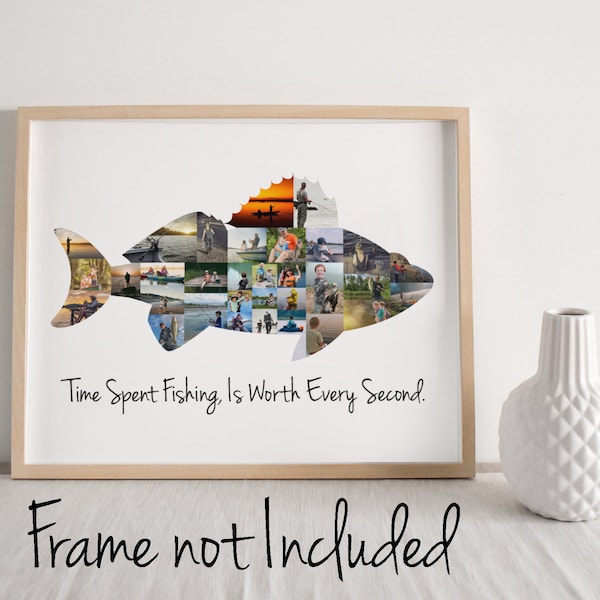 Walleye Fish Photo Collage - Personalized Gift for Fisherman - Fishing Gift for Him - Custom Made with your Digital Pictures!