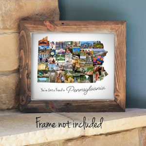 Pennsylvania Map Photo Collage, Personalized State Wall Art Gift Custom Made with Your Digital Pictures image 1