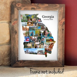 Collage de fotografías personalizado del mapa del estado de Georgia, decoración de arte de pared personalizada del estado de Georgia: ¡hecho con tus imágenes digitales!