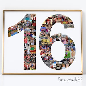 Personalized Sweet 16 Birthday Party Decoration - 16th Birthday Gift - Photo Collage Custom Made with your Photographs