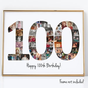 100th Birthday Party Decoration, 100th Anniversary or Milestone Gift - 100 Photo Collage - Custom Made with Your Digital Pictures